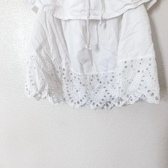 Madewell White Balcony Eyelet Ruffle Cold Shoulder Blouse - Picture 4 of 7